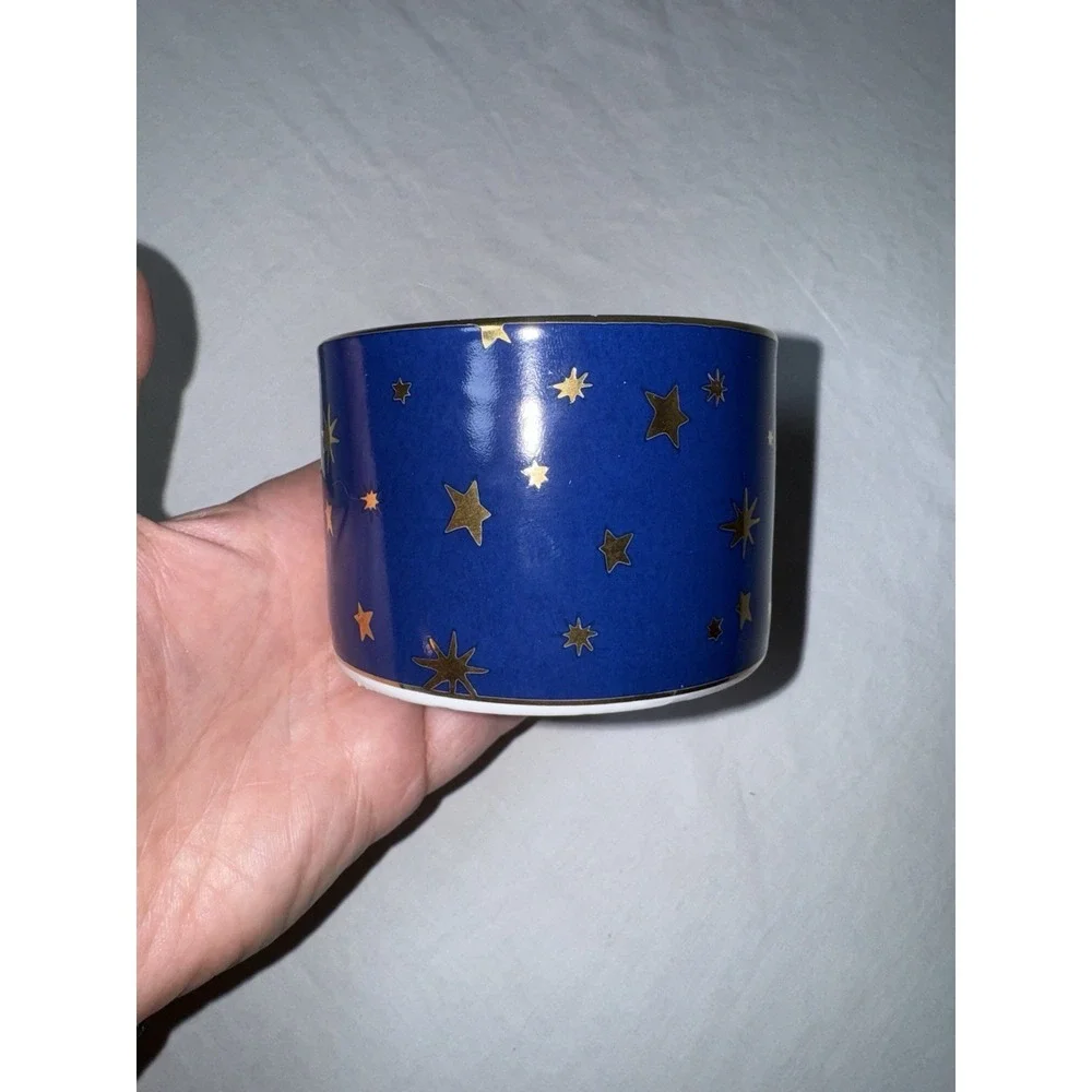 Sakura Galaxy Fine Porcelain Flat Bottom Tea Cup & Saucer Celestial Gold Stars